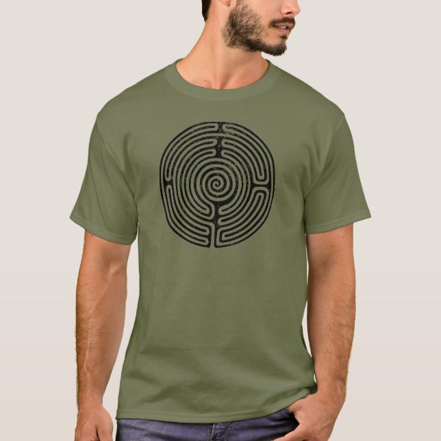 Black Circle Labyrinth Fine Art T-Shirt (Front)
