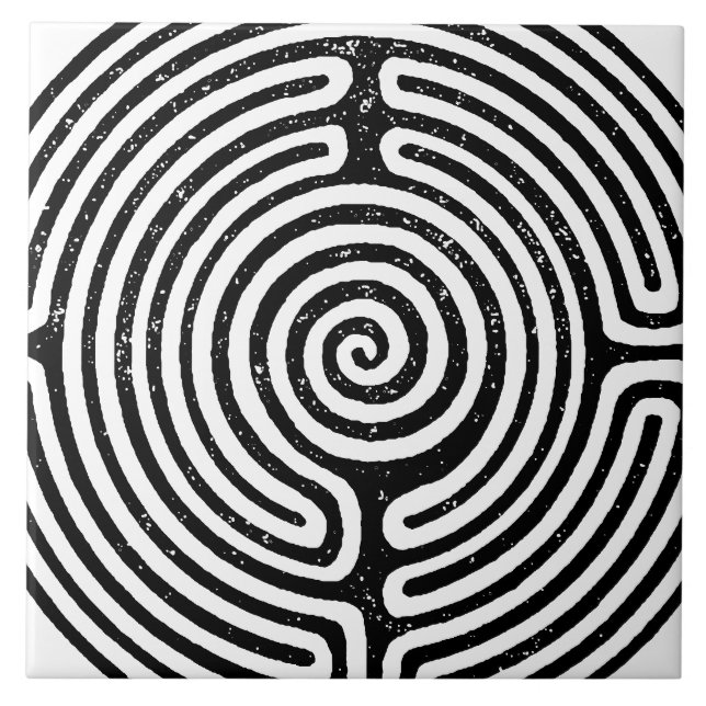 Black Circle Labyrinth Fine Art Tile (Front)