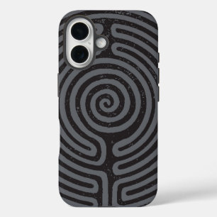 Black Circle Labyrinth (Gray) Fine Art iPhone 16 Case