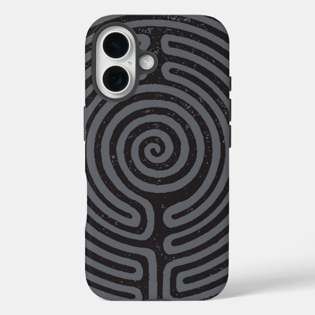 Black Circle Labyrinth (Grey) Fine Art Case-Mate iPhone Case (Back)