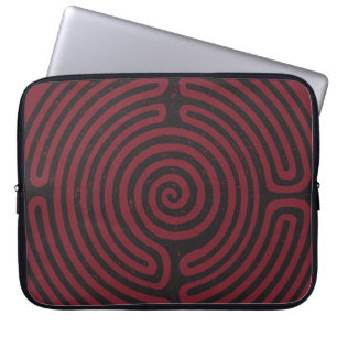 Black Circle Labyrinth (Maroon) Fine Art Laptop Sleeve