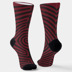 Black Circle Labyrinth (Maroon) Fine Art Socks