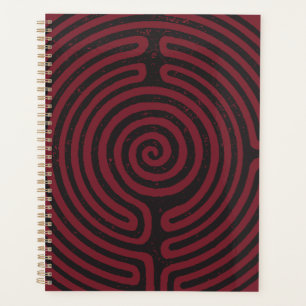 Black Circle Labyrinth (Maroon) Planner