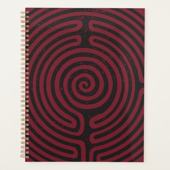 Black Circle Labyrinth (Maroon) Planner (Front)