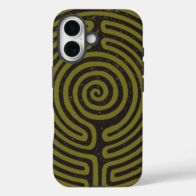 Black Circle Labyrinth (Olive) Fine Art Case-Mate iPhone Case (Back)