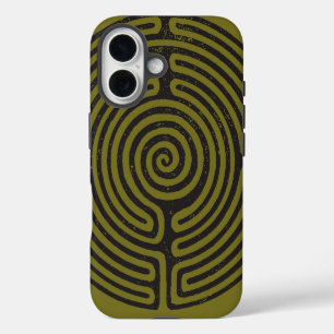 Black Circle Labyrinth (Olive) Fine Art iPhone 16 Case
