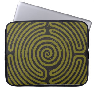 Black Circle Labyrinth (Olive) Fine Art Laptop Sleeve