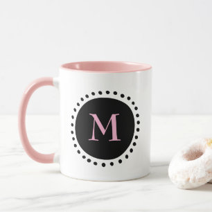 Black Circle Monogram Pink Two Tone  Mug
