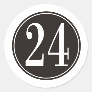 Black Circle - Number 24 (front) Classic Round Sticker