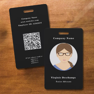 Black Circle Photo Employee Badge ID Badge