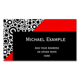 Black Circle & Polka Dots + your backgr. & ideas Magnetic Business Card