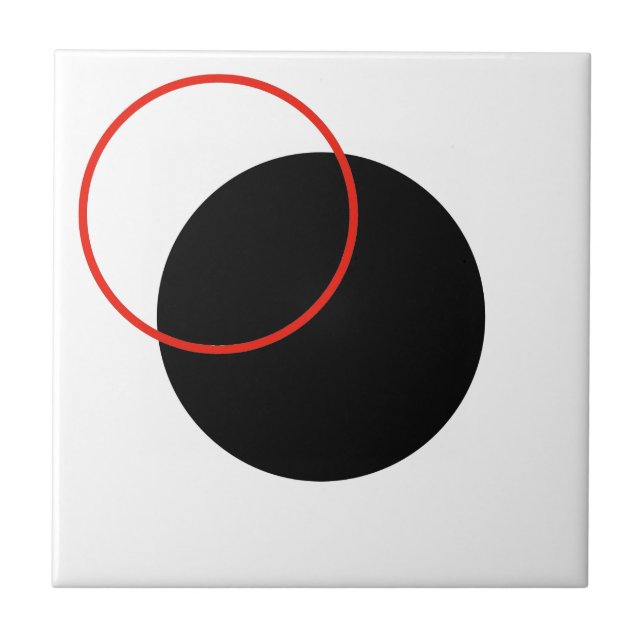 Black circle red circle abstract geometric art tile (Front)