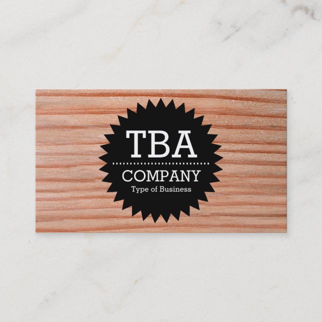 Black Circle Star v2 - Wood 01 Business Card (Front)