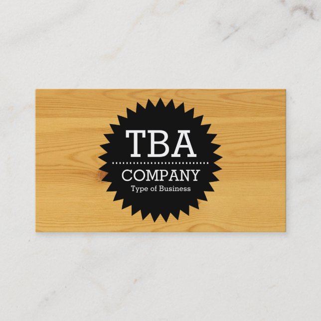Black Circle Star v2 - Wood 04 Business Card (Front)