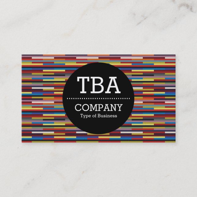 Black Circle v2 - Colourful Stripes Business Card (Front)
