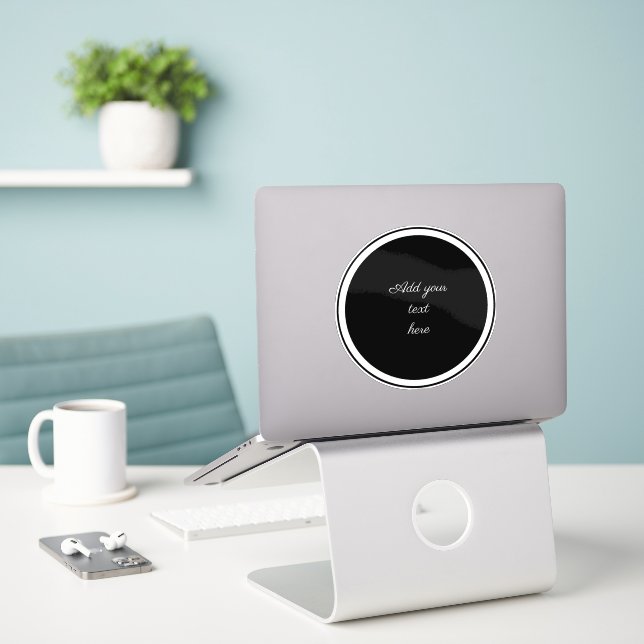 Black circle with white circle frame TEMPLATE,  (Laptop On Desk)