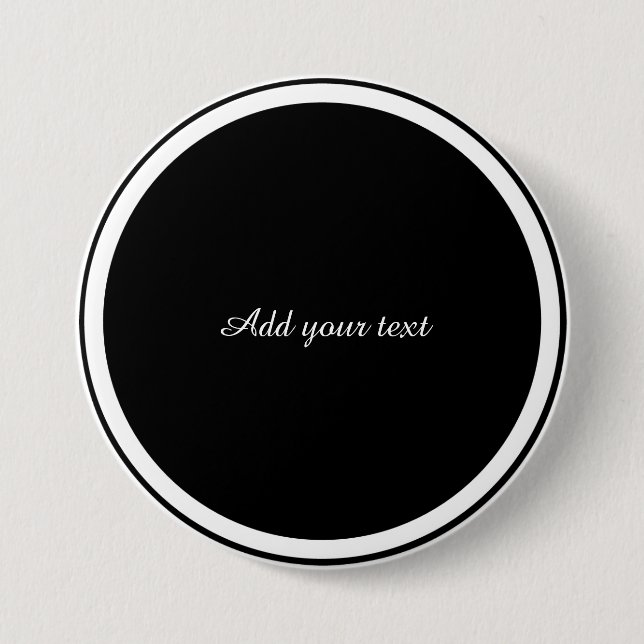 Black circle with white circle frame TEMPLATE,  7.5 Cm Round Badge (Front)