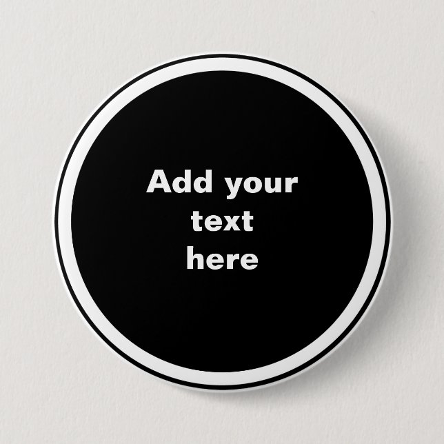 Black circle with white circle frame TEMPLATE,  7.5 Cm Round Badge (Front)