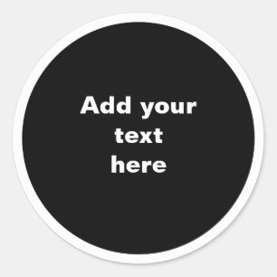 Black circle with white circle frame TEMPLATE,  Classic Round Sticker