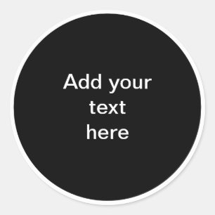 Black circle with white circle frame TEMPLATE,  Classic Round Sticker