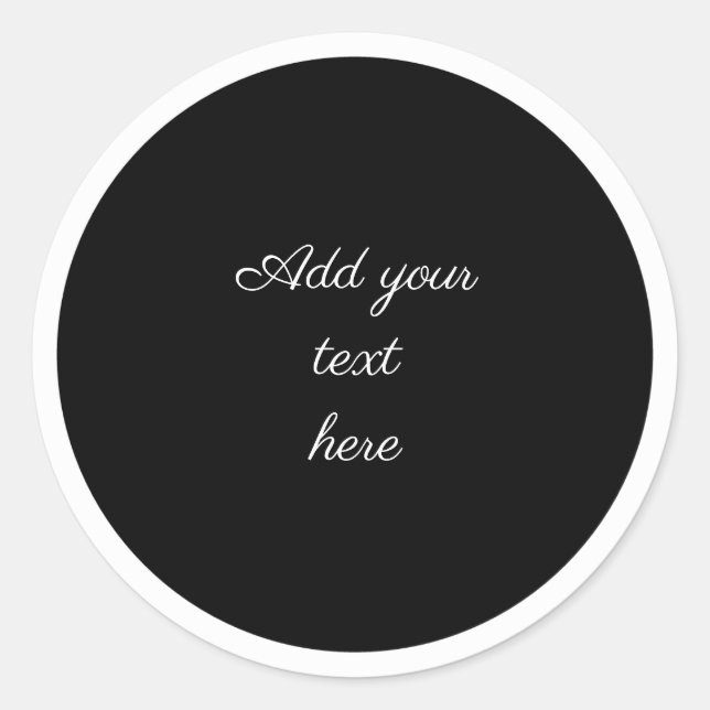 Black circle with white circle frame TEMPLATE,  Classic Round Sticker (Front)