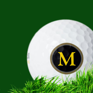 black circle with your own initial monogram golf balls