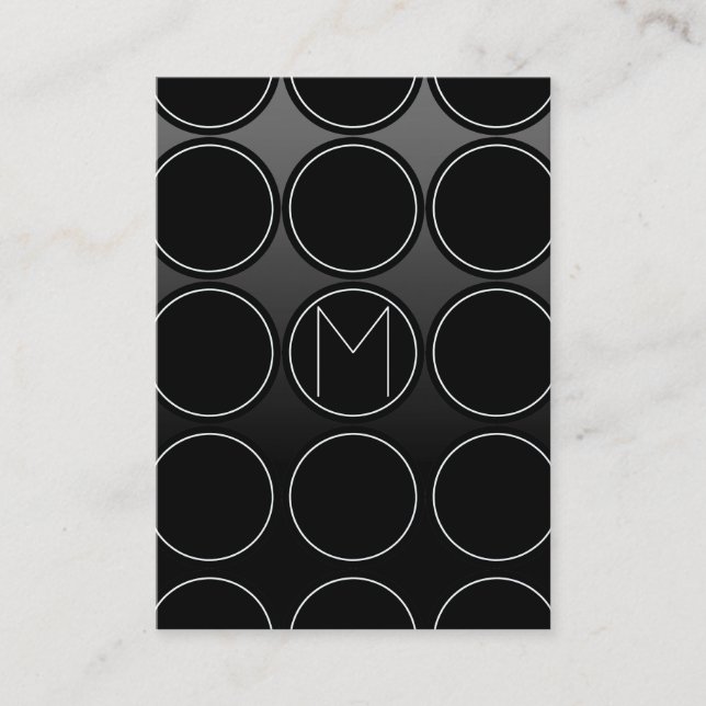 Black Circles and Monogram Business Card (Front)