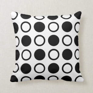 Black Circles and Polka Dots Cushion