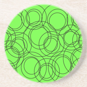 Black Circles on Lime Coaster