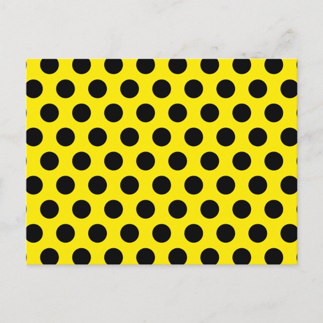 Black Circles on Yellow Background Holiday Postcard (Front)