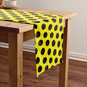 Black Circles on Yellow Background Medium Table Runner