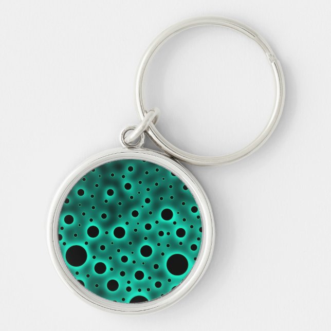 Black Circles over Turquoise Design Key Ring (Front)