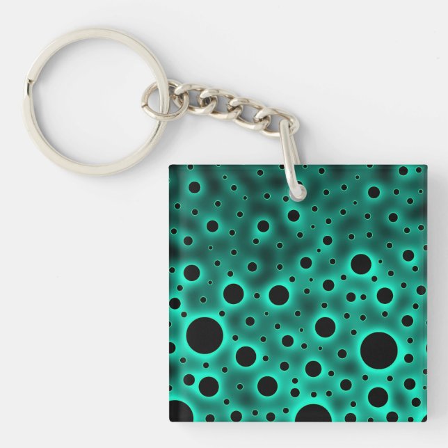 Black Circles over Turquoise Design Key Ring (Front)