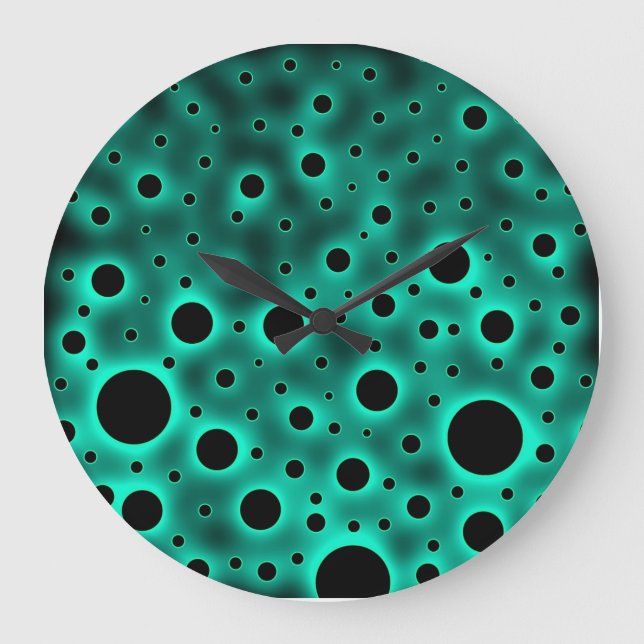 Black Circles over Turquoise Design Large Clock (Front)
