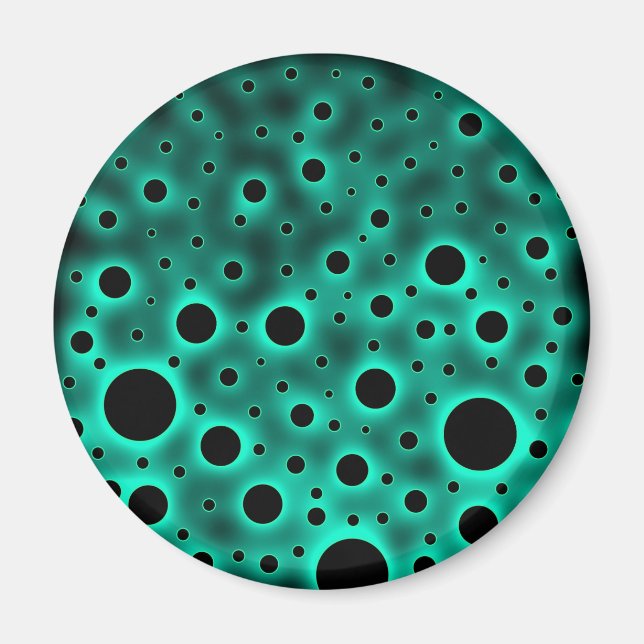 Black Circles over Turquoise Design Magnet (Front)