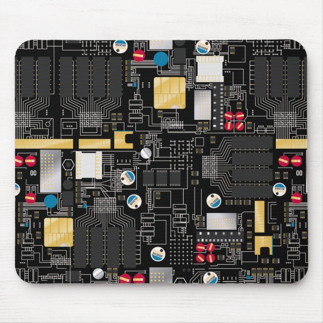 Black circuit board mouse mat (Front)