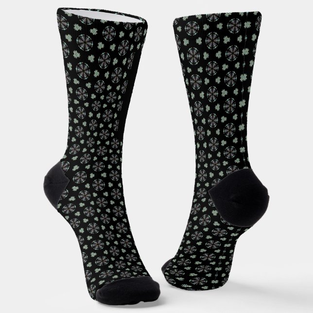 Black Circular Delight Socks (Angled)