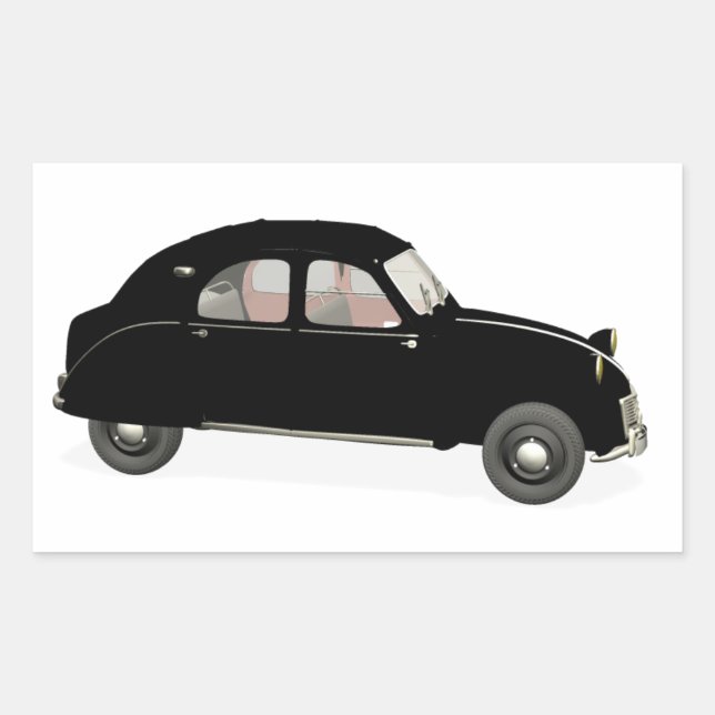 Black Citroen 2CV Rectangular Sticker (Front)