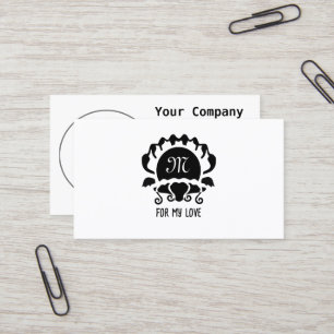 Black Clam Silhouette Monogram Business Card