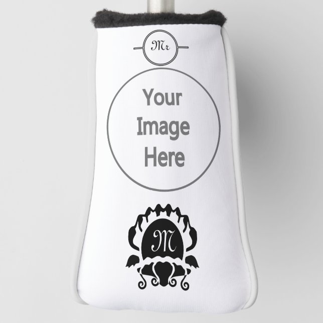 Black Clam Silhouette Monogram Golf Head Cover (Rotate 90)