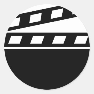 Black Clapperboard Classic Round Sticker