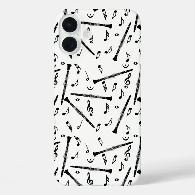 Black Clarinets Music Notes Case-Mate iPhone Case (Back)