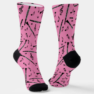 Black Clarinets Music Notes Socks