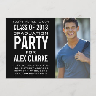 BLACK CLASS OF 2013 PARTY PHOTO INVITATION