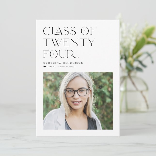 Black Class of 2024 Modern Minimalist Graduation Announcement (Standing Front)