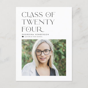 Black Class of 2024 Modern Minimalist Graduation Announcement Postcard