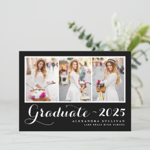 Black Class of 2024 Photo Collage Graduation Invitation