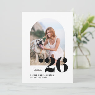 Black Class of 2025 Arch Photo Graduation Invitation