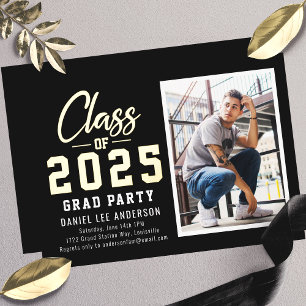 Black Class of 2025 Photo Graduation Party