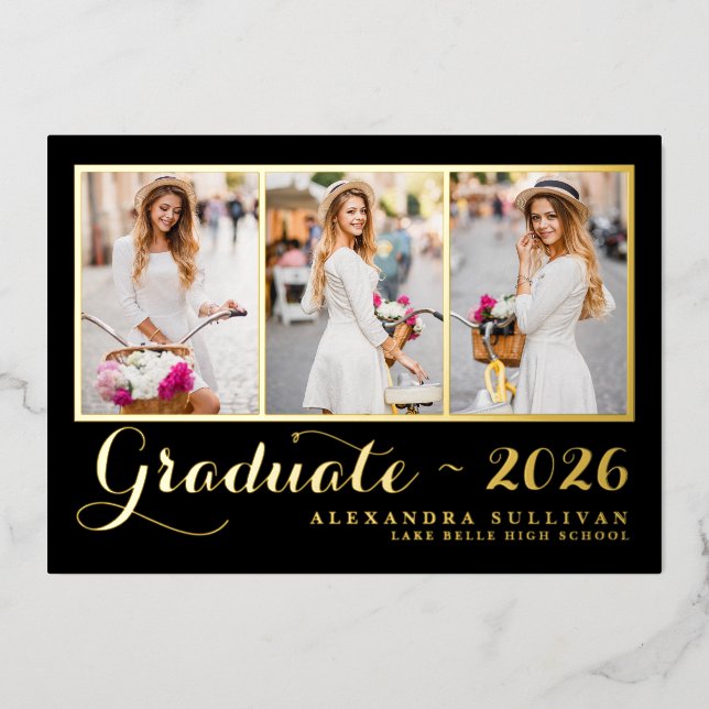 Black Class of 2026 Photo Collage Graduation (Front)